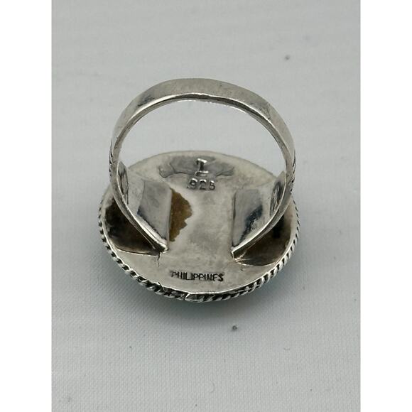 Vintage Silver 925 Turquoise Round Ring with 5mm Stones Size 7 Philippines - Picture 6 of 8